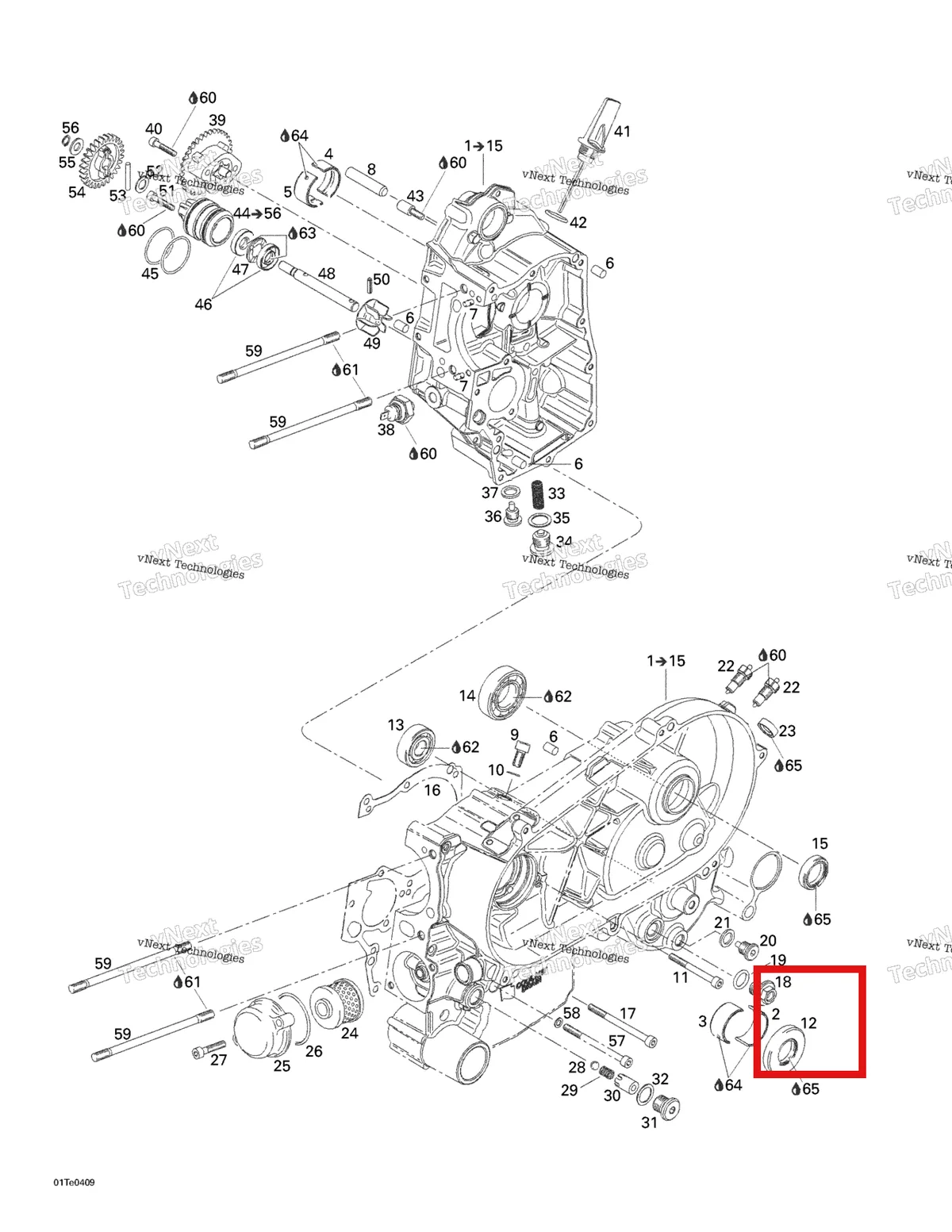 Деталь 420831177 на схеме узла 2004 Can-Am Rally 175 Crankcase, Water Pump And Oil Pump