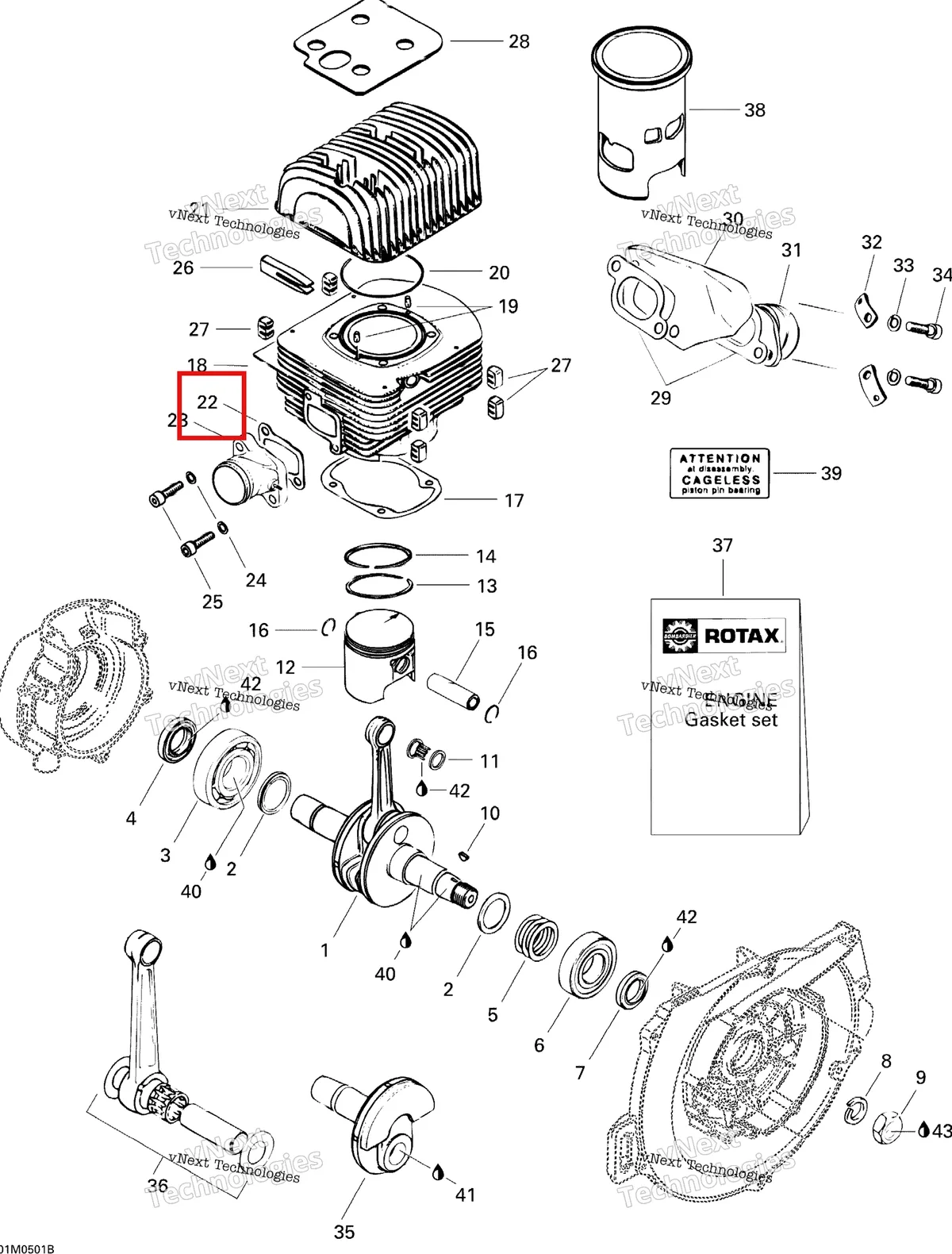 Деталь 420831861 на схеме узла 2005 Ski-Doo Tundra R Crankshaft And Pistons