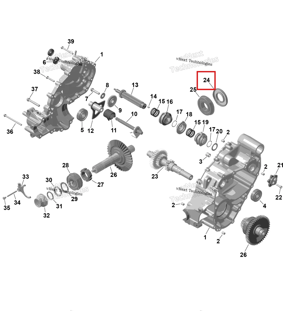 Деталь 420831956 на схеме узла 2026 Can-Am RENEGADE - 4X4 - XMR - 1000R EFI - 5UTA - Hyper Silver Rotax - Gearbox 1