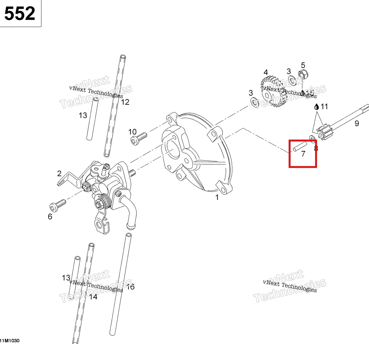 Деталь 420832260 (Штифт) на схеме узла 2011 Ski-Doo Skandic WT 550F YetiII Oil Pump