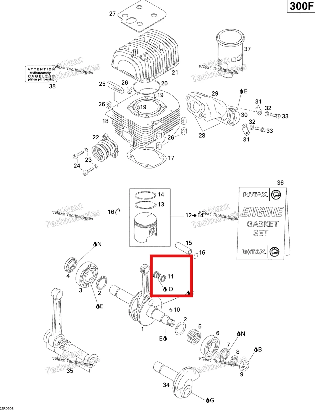 Деталь 420832320 (Игольчатый подшипник) на схеме узла 2009 Ski-Doo Skandic Tundra Crankshaft, Piston And Cylinder