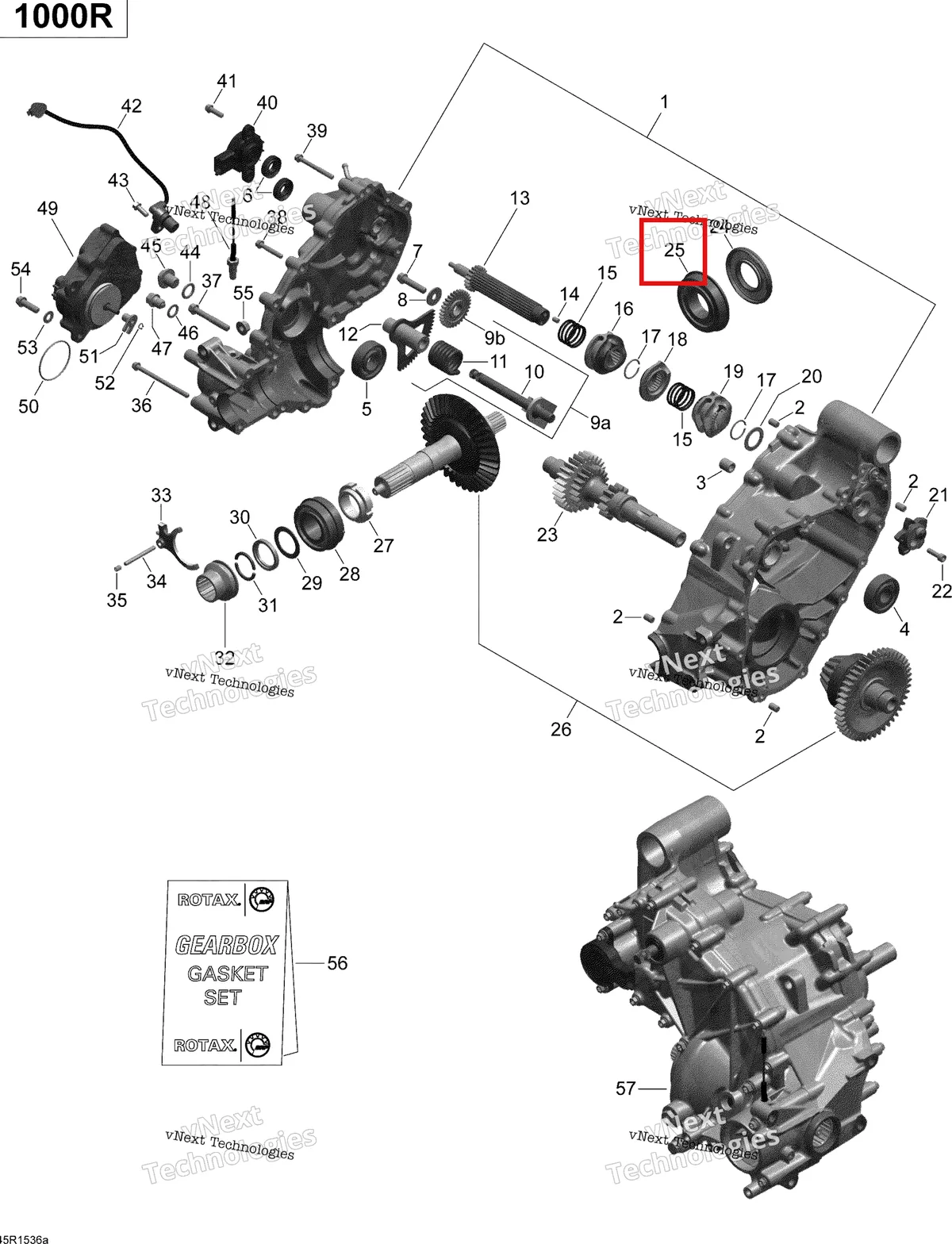 Деталь 420832570 (Деталь Bearing 6207) на схеме узла 2015 Can-Am MAVERICK 1000 XDS-DPS Gear Box 1 Turbo