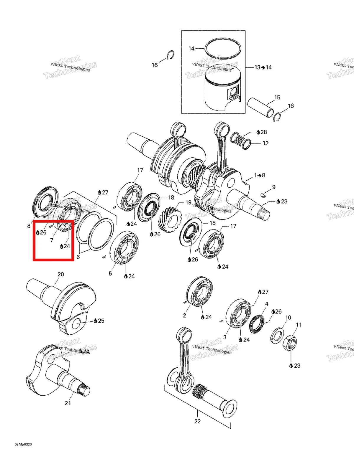Деталь 420832601 (Деталь Bearing 6208 Assy) на схеме узла 2003 Ski-Doo MX Z Blair Morgan Special Edition Crankshaft And Pistons