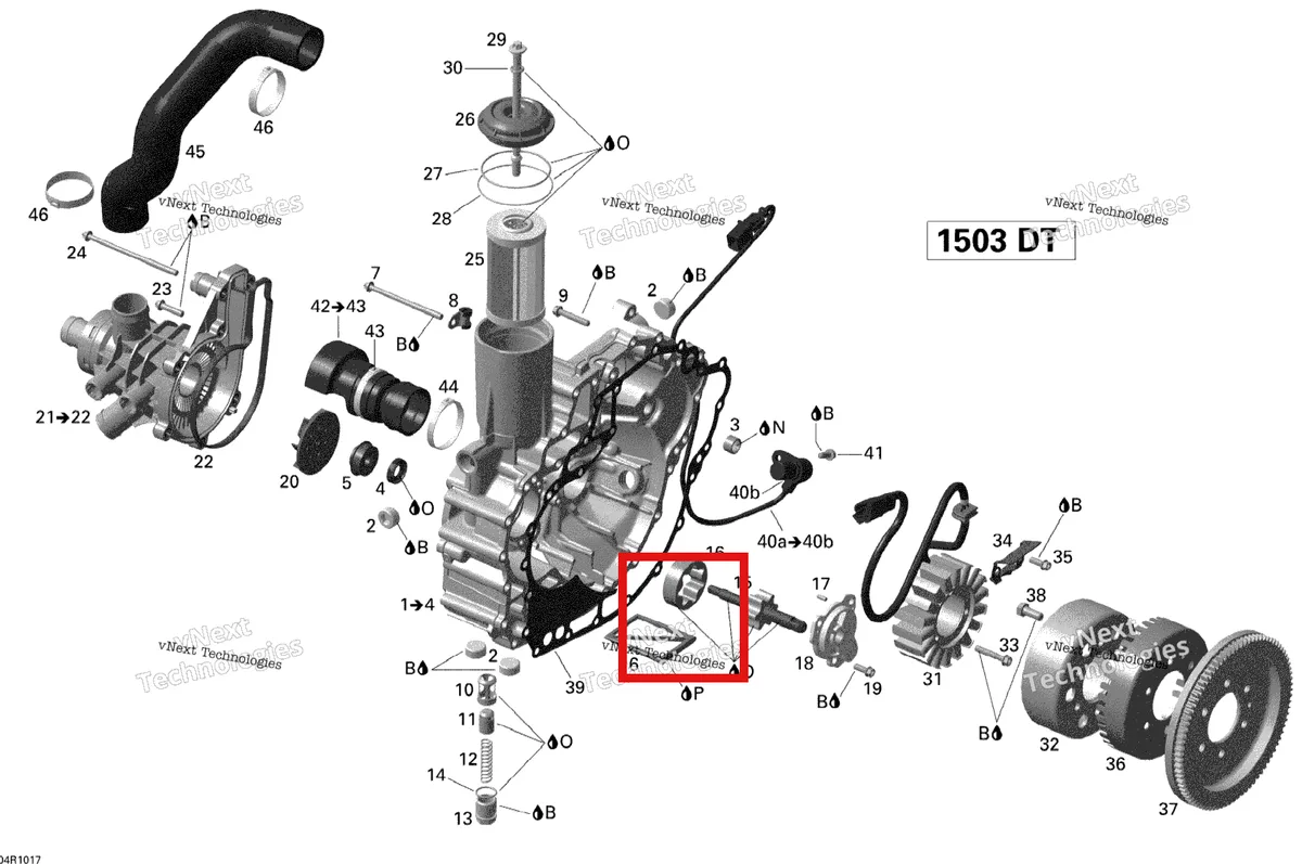 Деталь 420832753 на схеме узла 2010 Sea-Doo GTI 130 and Rental Pto Cover And Magneto