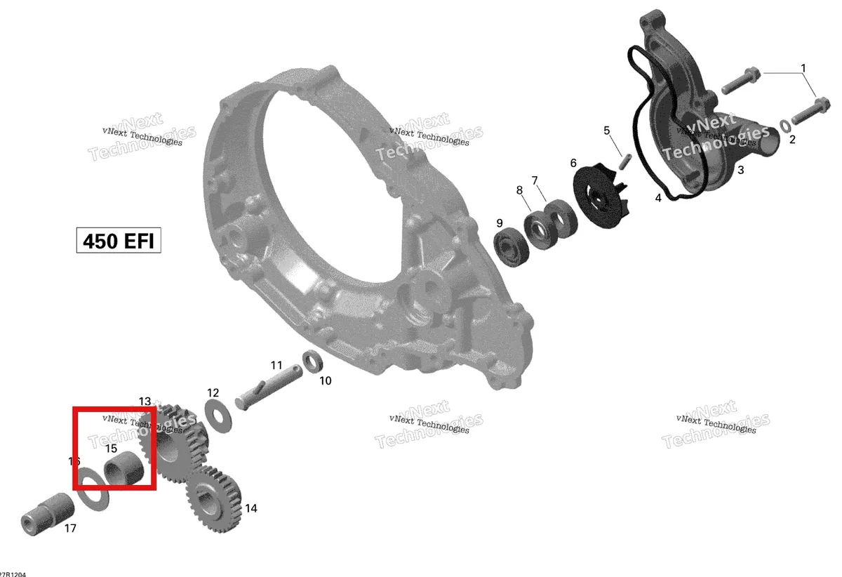 Деталь 420832990 на схеме узла 2015 Can-Am DS 450EFI STD Engine Cooling