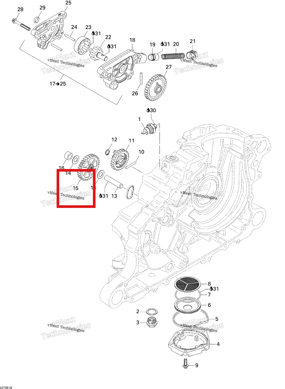 Деталь 420834267 на схеме узла Engine Lubrication
