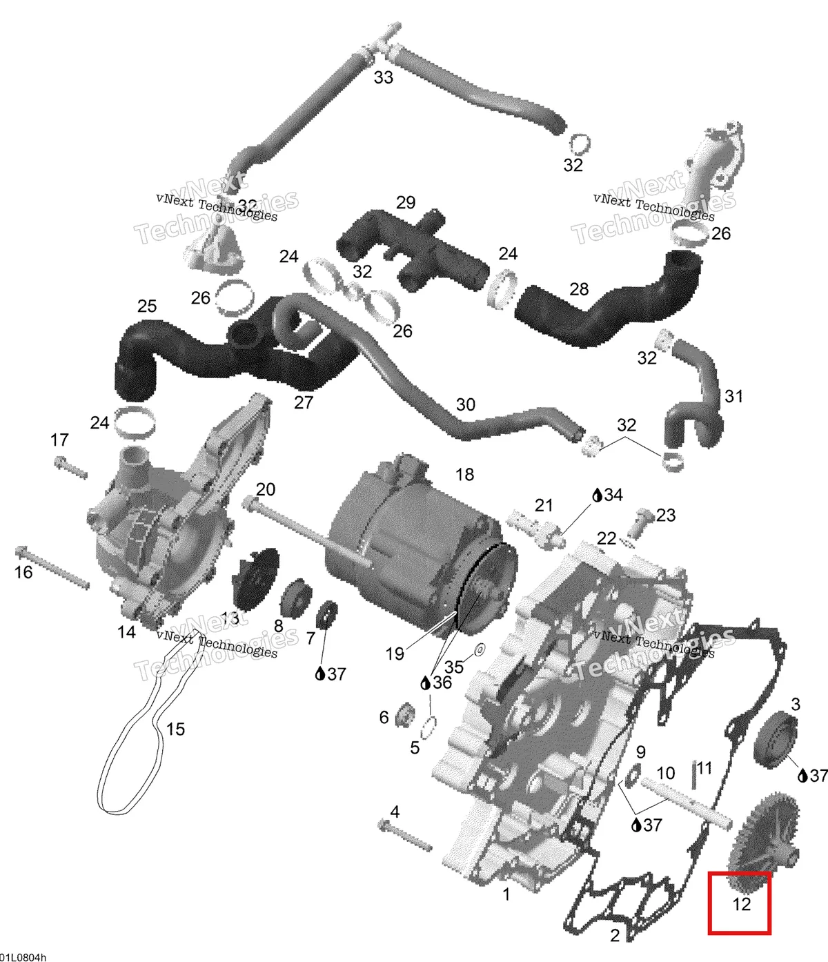 Деталь 420834460 (Деталь Waterpump Gear (41 Teeth)) на схеме узла 2008 Ski-Doo Expedition V-1300 Waterpump And Alternator