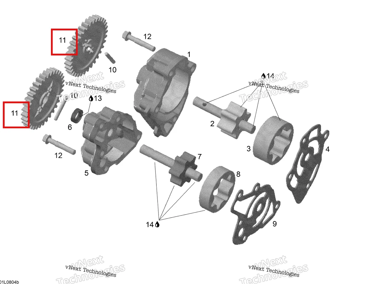 Деталь 420834470 (Деталь Oil Pump Gear (33 Teeth)) на схеме узла 2008 Ski-Doo Expedition V-1300 Oil Pump