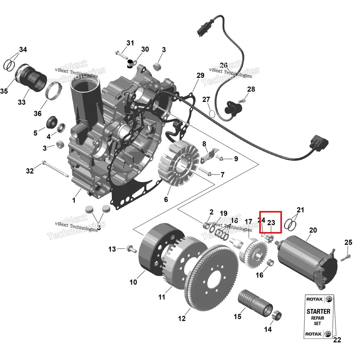 Деталь 420834522 на схеме узла 2026 Sea-Doo GTI - 130 - STD - 38TB - Bright White Rotax - Magneto And Electric Starter