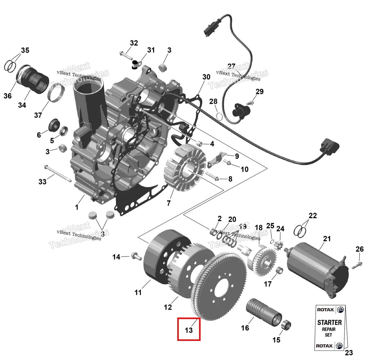 Деталь 420834871 на схеме узла 2026 Sea-Doo GTR - 230 - STD - 36TC - Eclipse Black Rotax - Magneto And Electric Starter