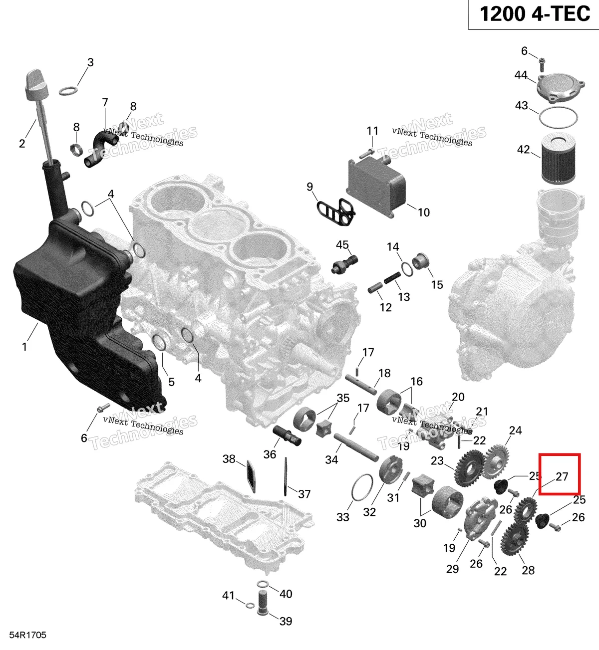 Деталь 420835051 (Промежуточная Шестерня (22 Т)) на схеме узла 2019 Ski-Doo EXPEDITION LE-SE 1200 4-TEC Engine Lubrication - 1200Itc 4-Tec