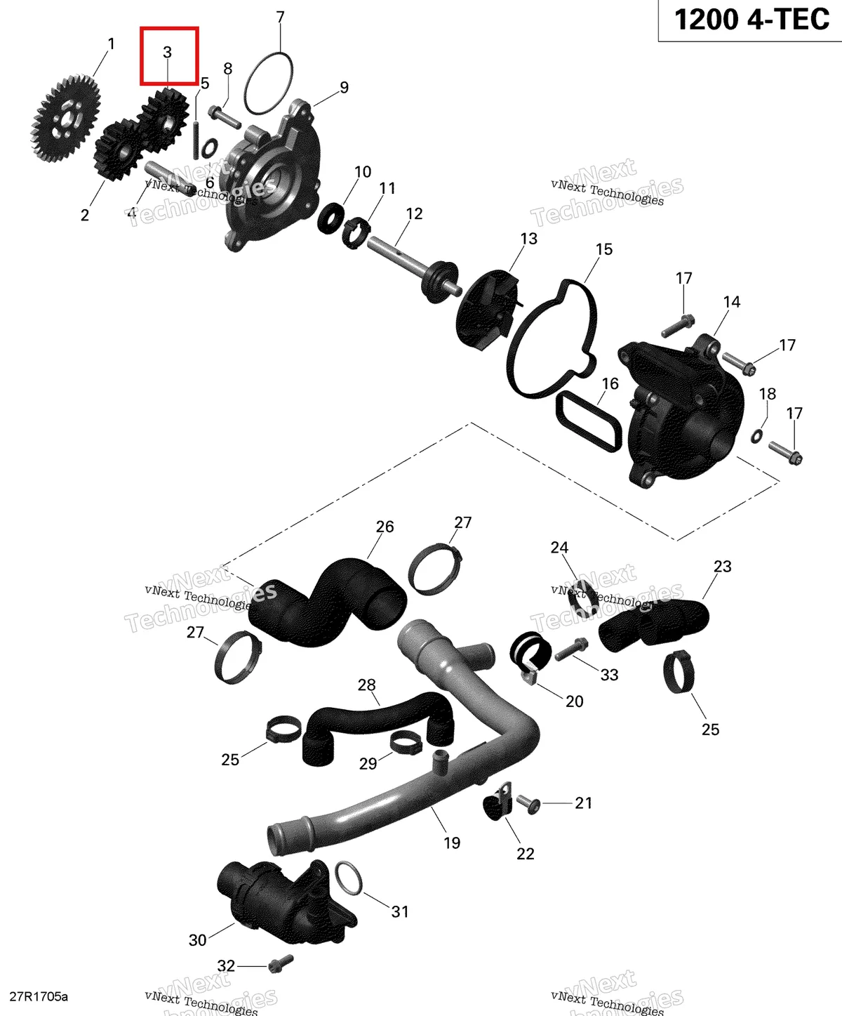 Деталь 420835070 (Деталь Water Pump Gear, 18 Teeth) на схеме узла 