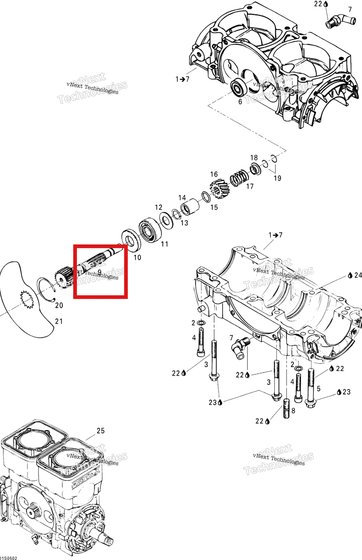 Деталь 420837252 на схеме узла 2005 Sea-Doo GTI Crankcase And Rotary Valve