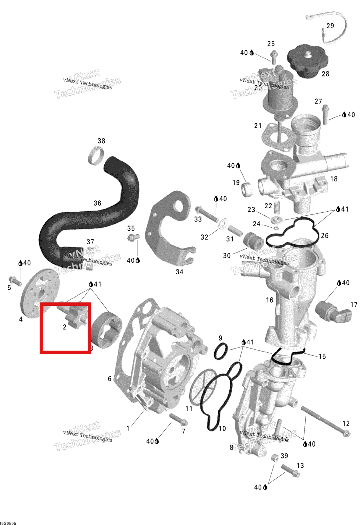 Деталь 420837542 на схеме узла 2005 Sea-Doo GTX 4-TEC, STD Oil Separator