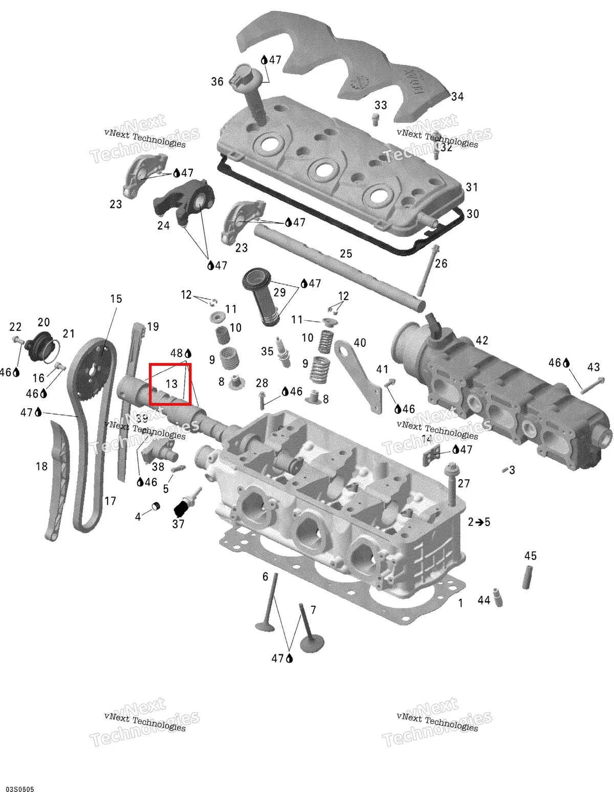 Деталь 420837621 на схеме узла 2005 Sea-Doo GTX 4-TEC, STD Cylinder Head