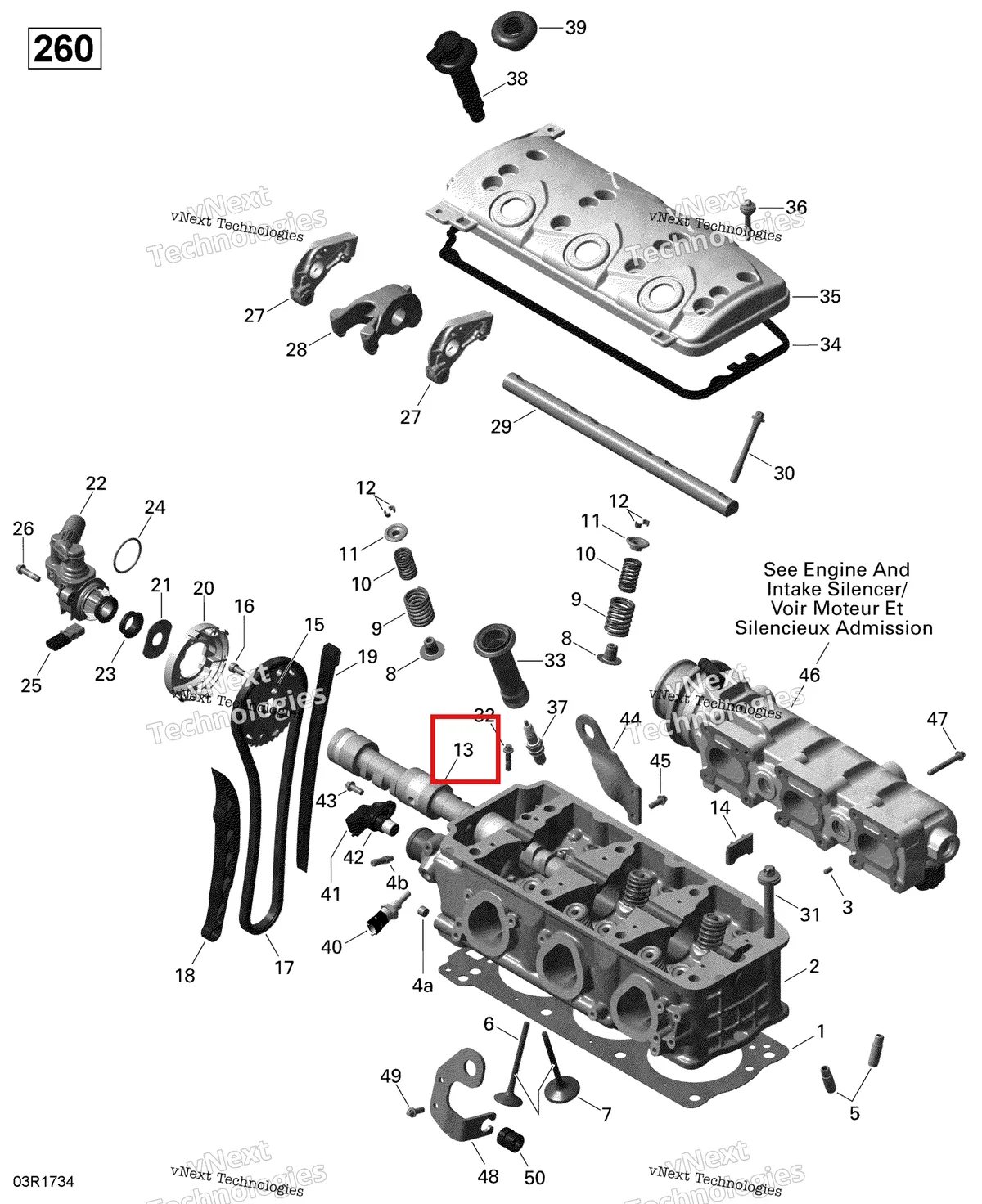 Деталь 420837851 на схеме узла 2017 Sea-Doo RXT Cylinder Head - 260