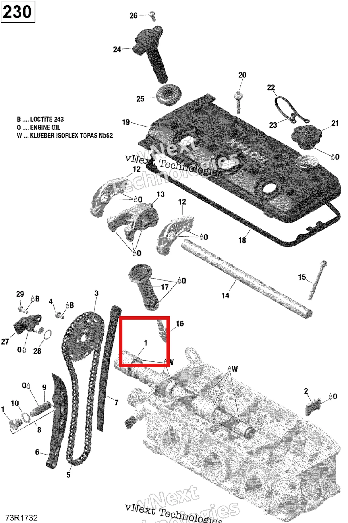 Деталь 420837861 на схеме узла 2017 Sea-Doo GTX Valve Train - 230
