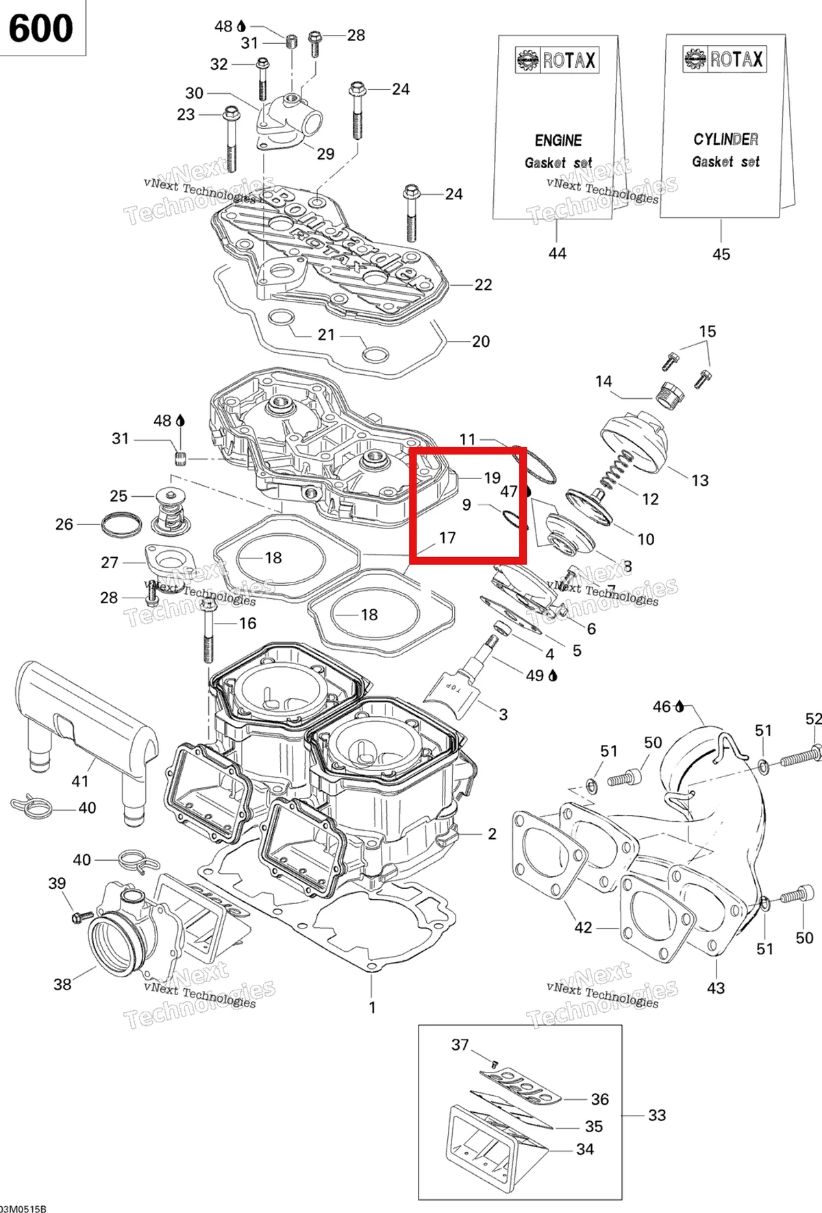 Деталь 420838253 (Шланг) на схеме узла 2005 Ski-Doo Skandic SUV 600 Cylinder, Exhaust Manifold And Reed Valve 600