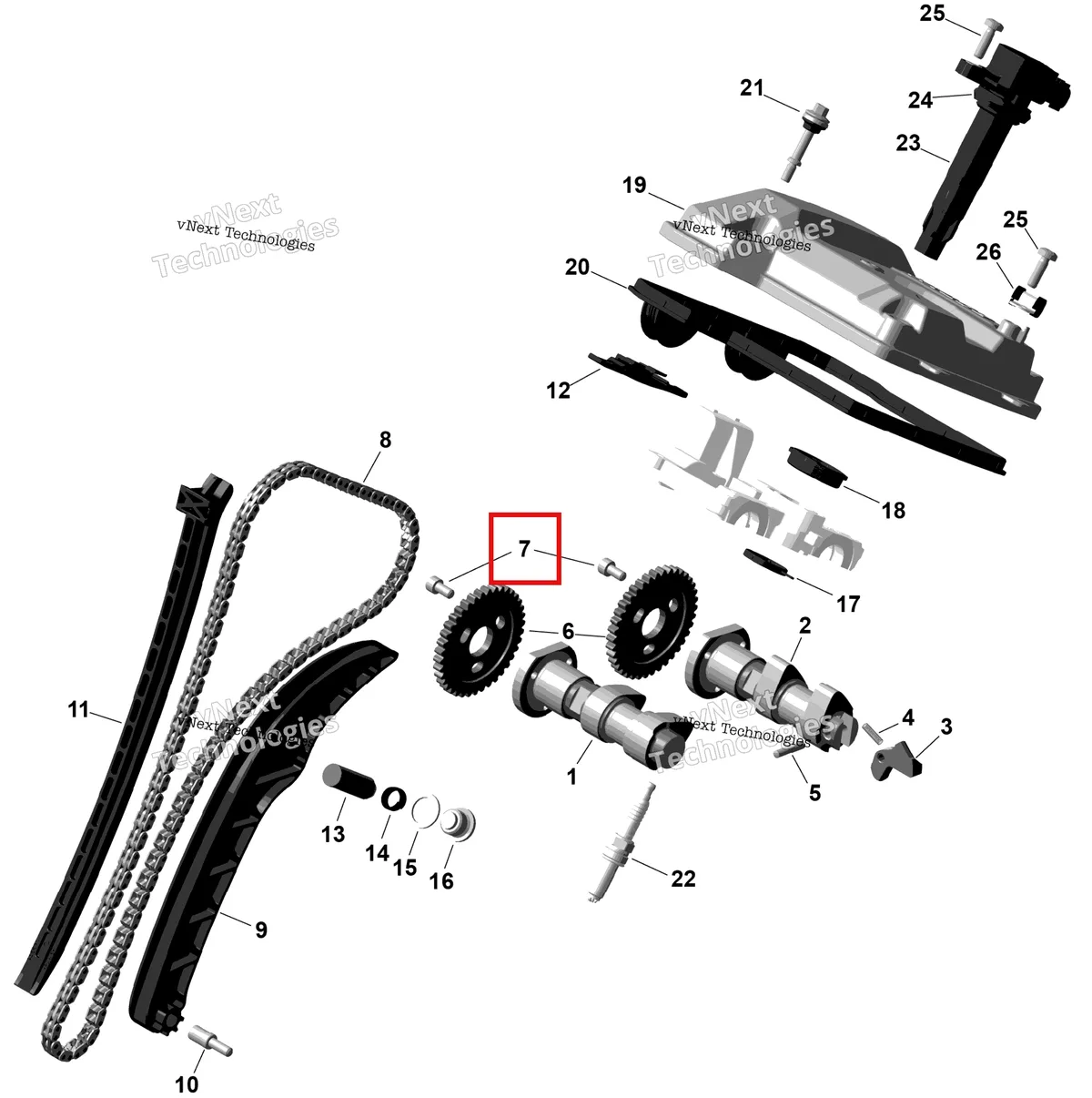 Деталь 420840032 на схеме узла 2026 Can-Am OUTLANDER - 2X4 - STD - 500 - 1KTB - Legion Red Rotax - Valve Train