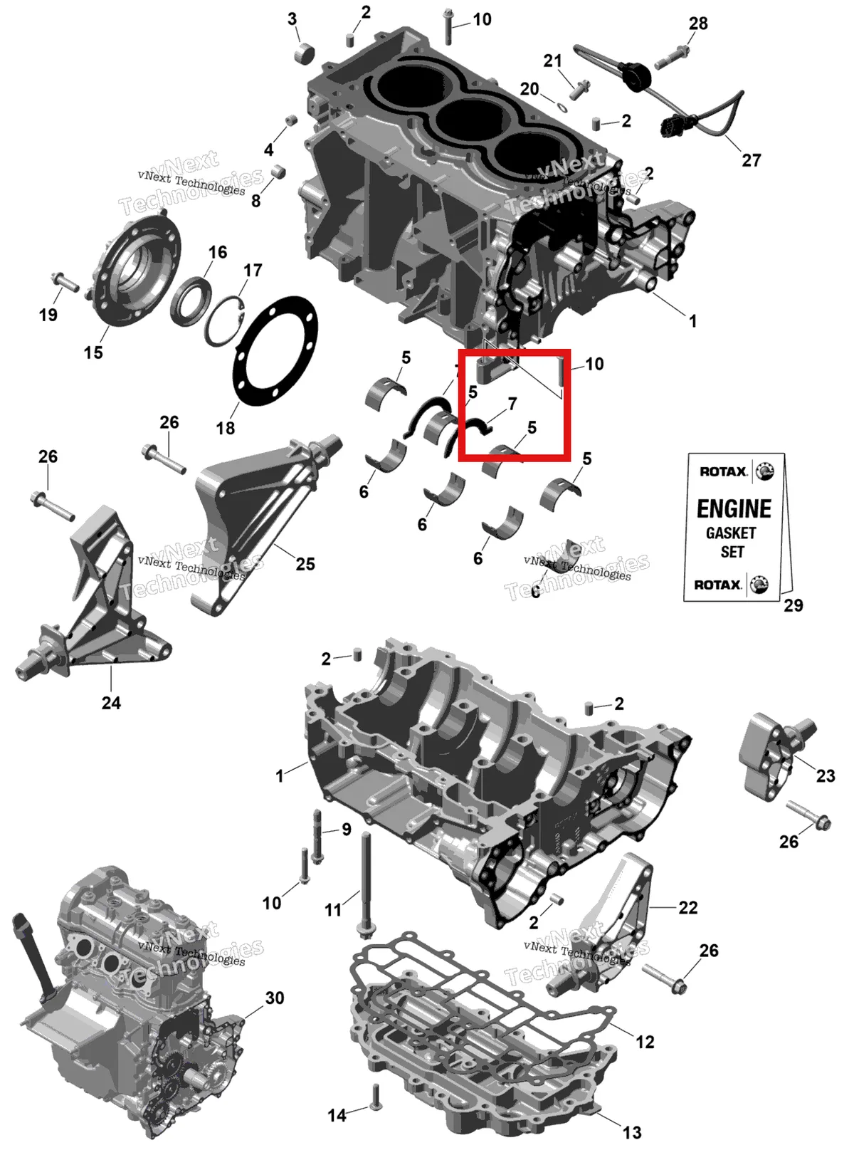 Деталь 420840508 на схеме узла 2026 Sea-Doo SPARK - 900 ACE - BASE - 61TA - Sunrise Orange - 2UP Rotax - Crankcase