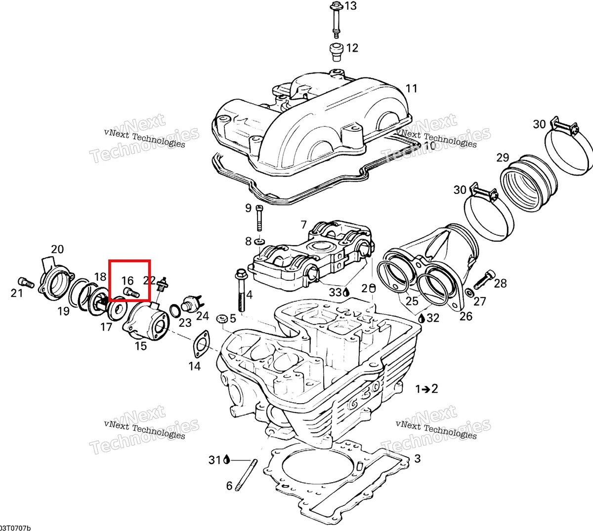 Деталь 420840518 на схеме узла 2007 Can-Am DS 650 X Cylinder Head