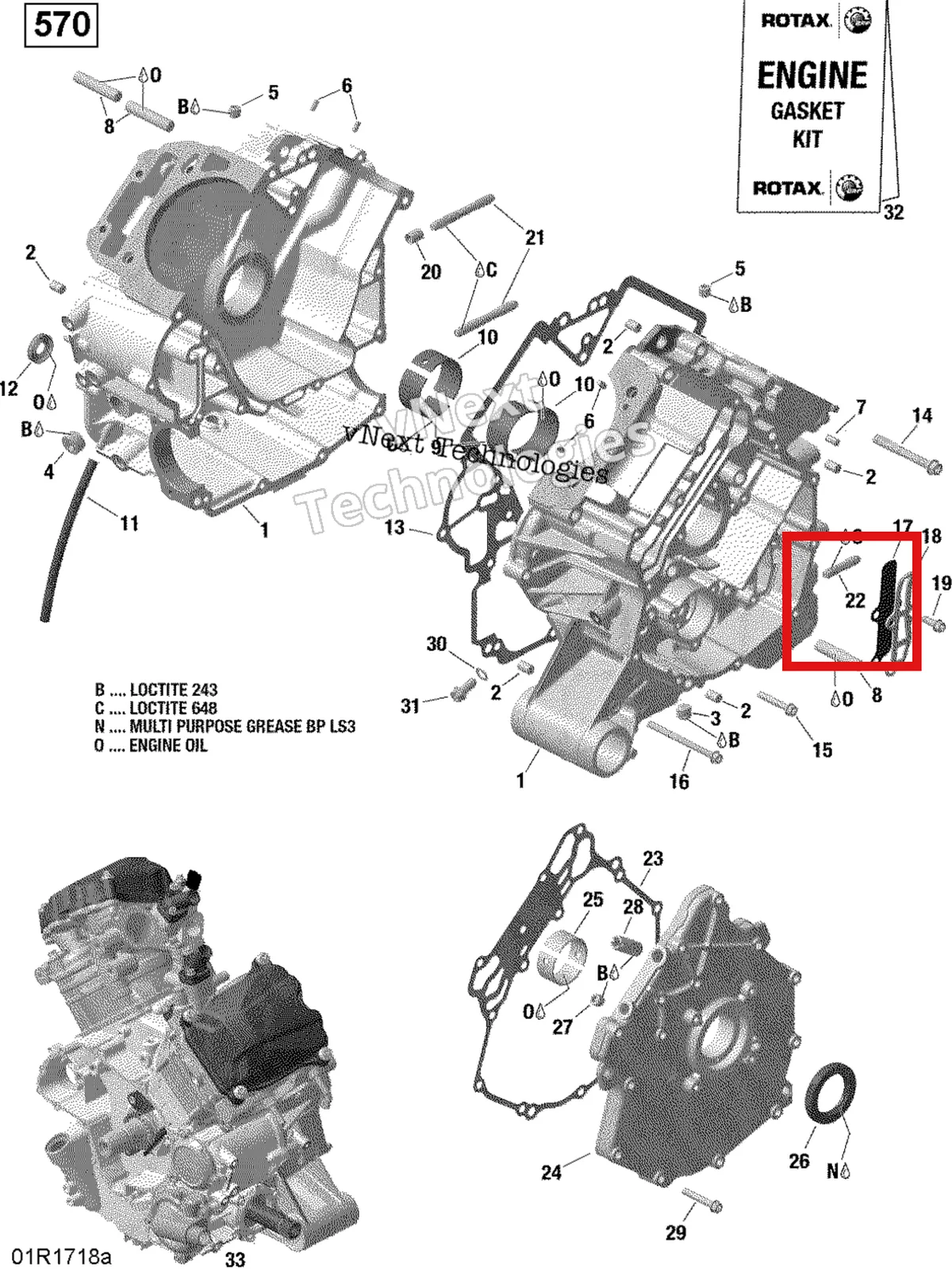 Деталь 420840718 на схеме узла Rotax - Crankcase - 570 Efi