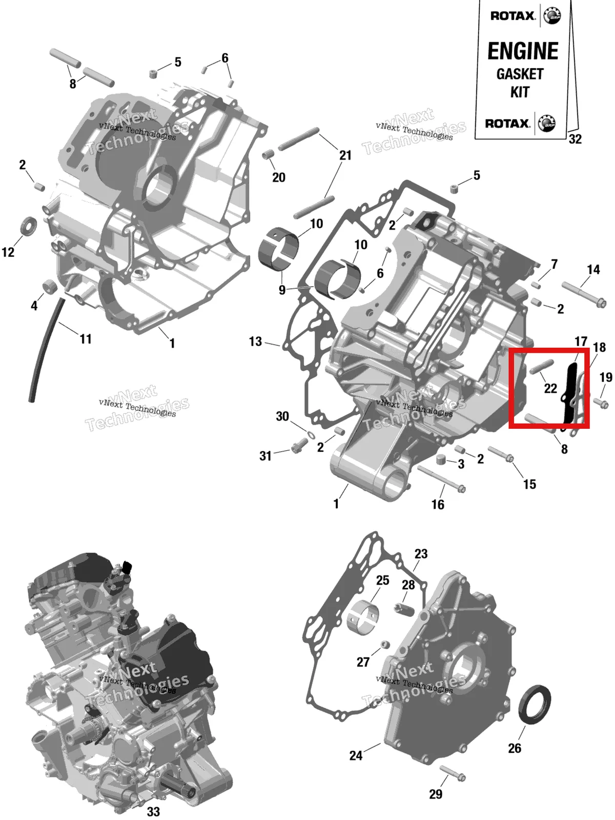Деталь 420840719 на схеме узла Rotax - Crankcase
