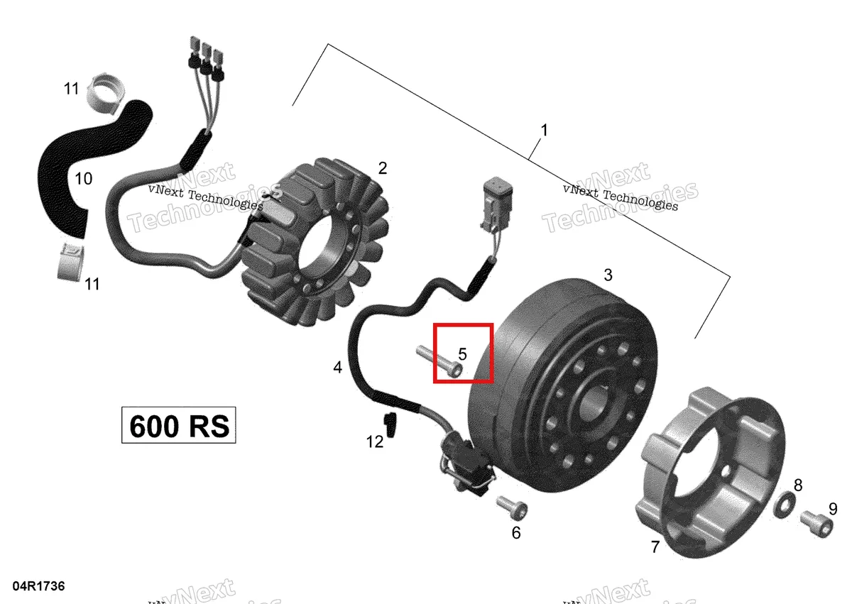 Деталь 420840886 (Деталь Socket Head Screw M6 X 30. Tightening Torque 8-10 Nm) на схеме узла 2017 Ski-Doo MXZ 600 RS Magneto