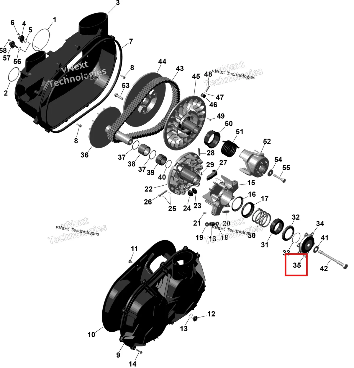 Деталь 420841083 (Torx винт фланцевый M8 × 25 T40 Can-Am Maverick Turbo RR XRC (2022) (420841083)) на схеме узла 2026 Can-Am Maverick Max - TURBO - DS - 7WTB - Dusty Navy Satin - 64