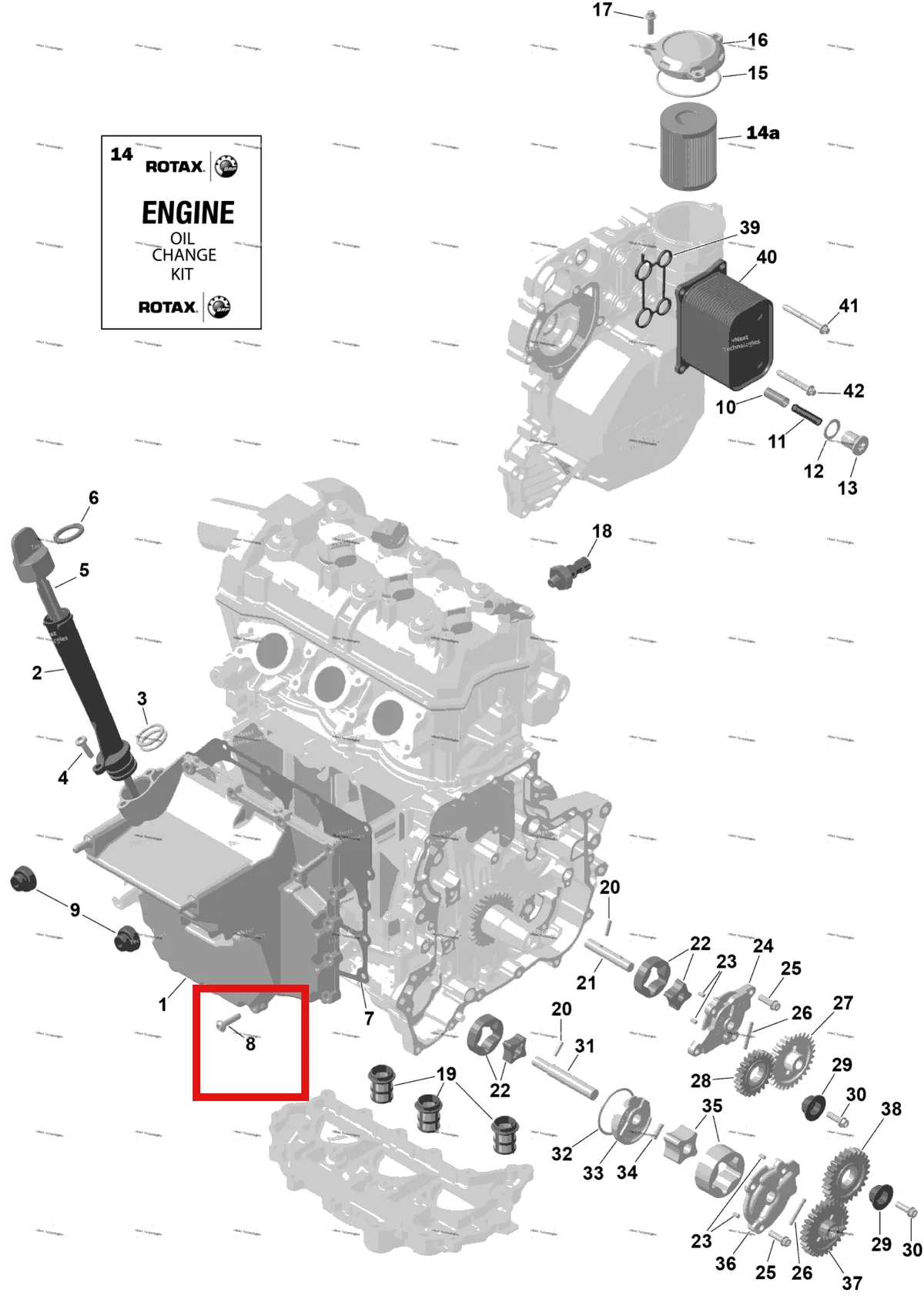 Деталь 420841548 на схеме узла 2026 Sea-Doo SPARK - 900 HO ACE - TRIXX - 66TA - Bright White - 3UP Rotax - Engine Lubrication