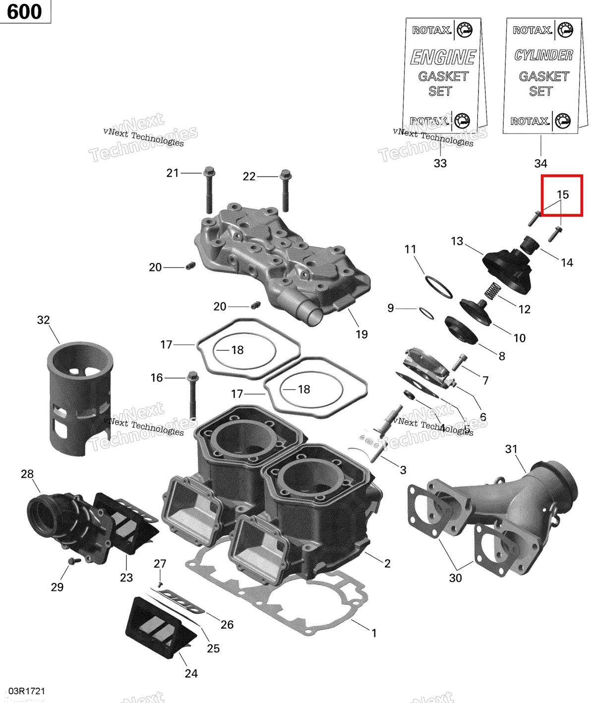 Деталь 420841555 (Деталь Taptite Screw M5x20) на схеме узла 2020 Ski-Doo MXZ 600 CARB Engine - Cylinder And Cylinder Head - 600 Carb