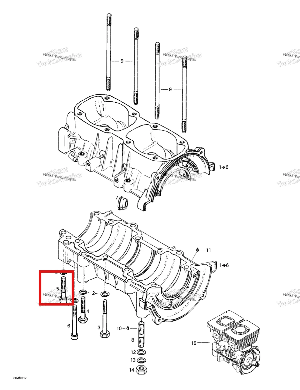 Деталь 420841561 (Деталь Allen Screw M8x45) на схеме узла 2003 Ski-Doo Skandic 500F Crankcase
