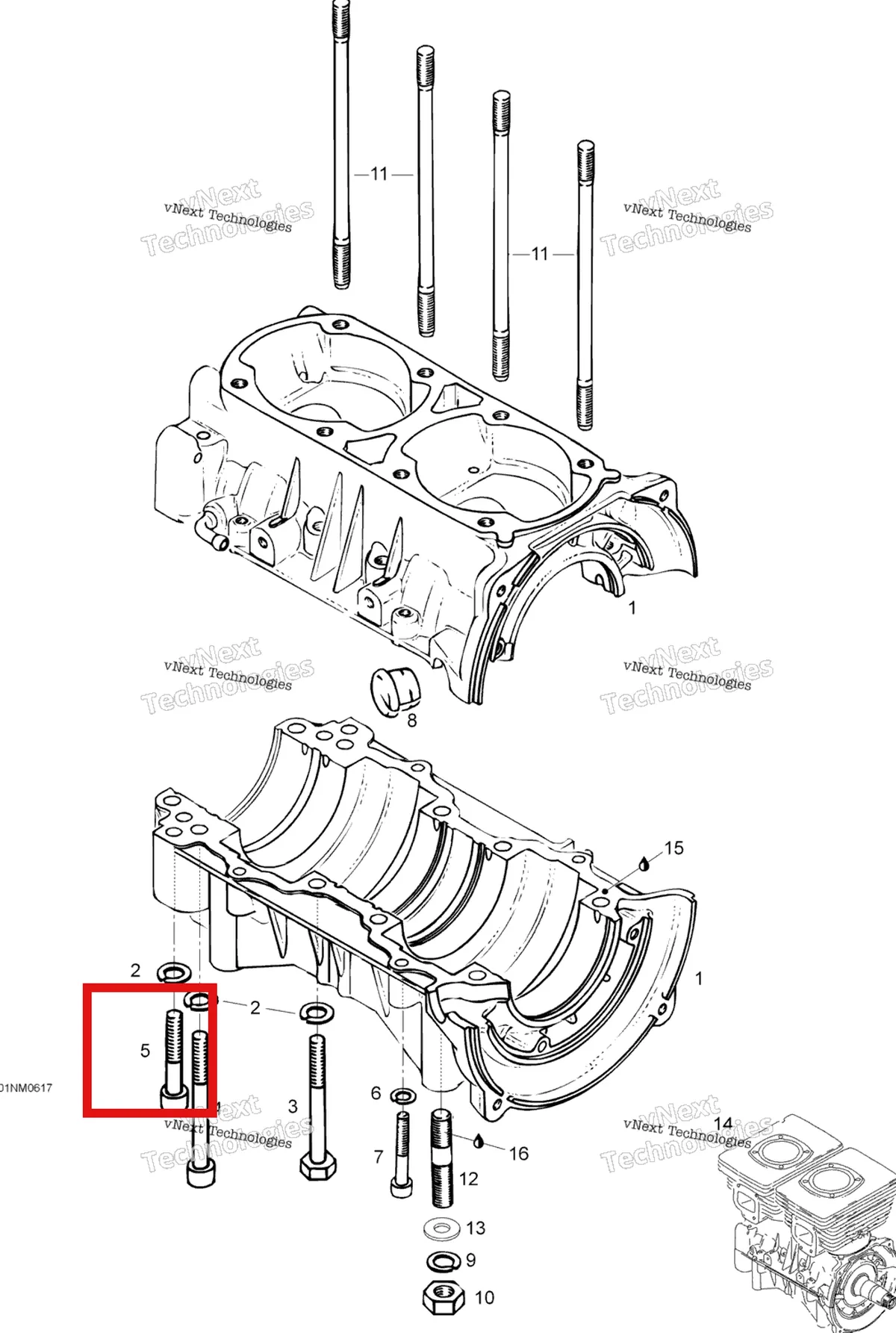 Деталь 420841566 (Деталь Allen Screw M8x50) на схеме узла 2006 Ski-Doo Skandic LT 440F Crankcase