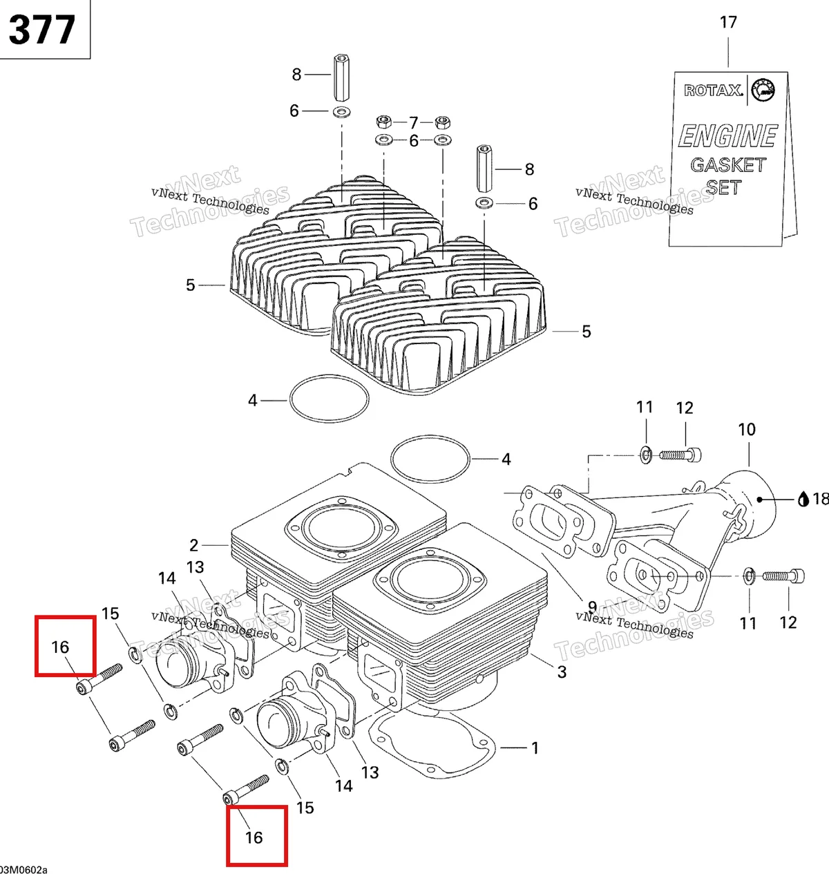 Деталь 420841591 (Деталь Allen Screw M8x35) на схеме узла 2006 Ski-Doo GSX 380F Cylinder And Exhaust Manifold Gsx 377