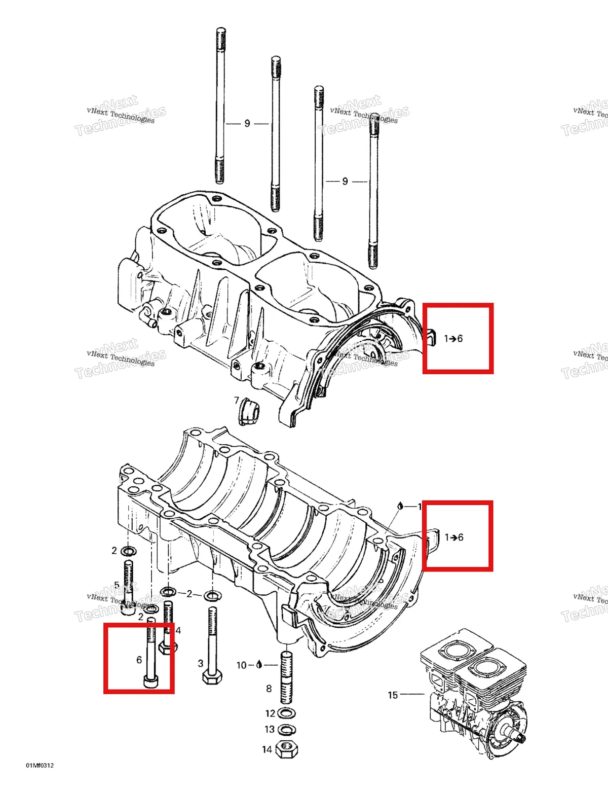 Деталь 420841841 (Деталь Allen Screw M8x65) на схеме узла 2003 Ski-Doo Skandic 500F Crankcase
