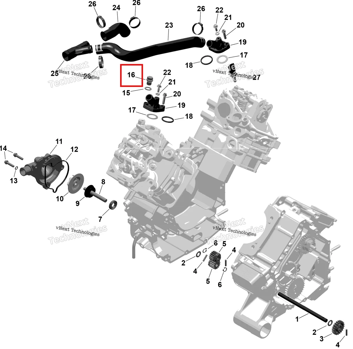 Деталь 420841924 на схеме узла 2026 Can-Am RENEGADE - 4X4 - XMR - 1000R EFI - 5UTA - Hyper Silver Rotax - Engine Cooling