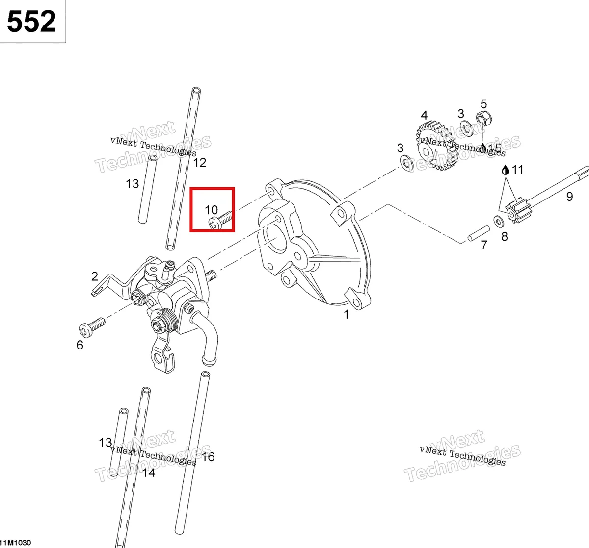 Деталь 420841976 (Деталь Taptite Screw M5.5 X 16) на схеме узла 2011 Ski-Doo Skandic WT 550F YetiII Oil Pump