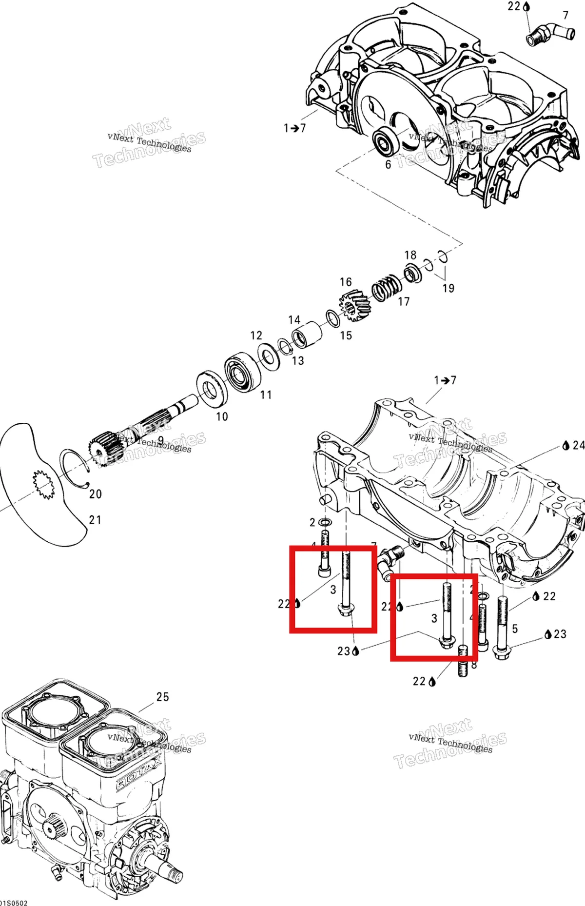 Деталь 420841998 на схеме узла 2005 Sea-Doo GTI Crankcase And Rotary Valve