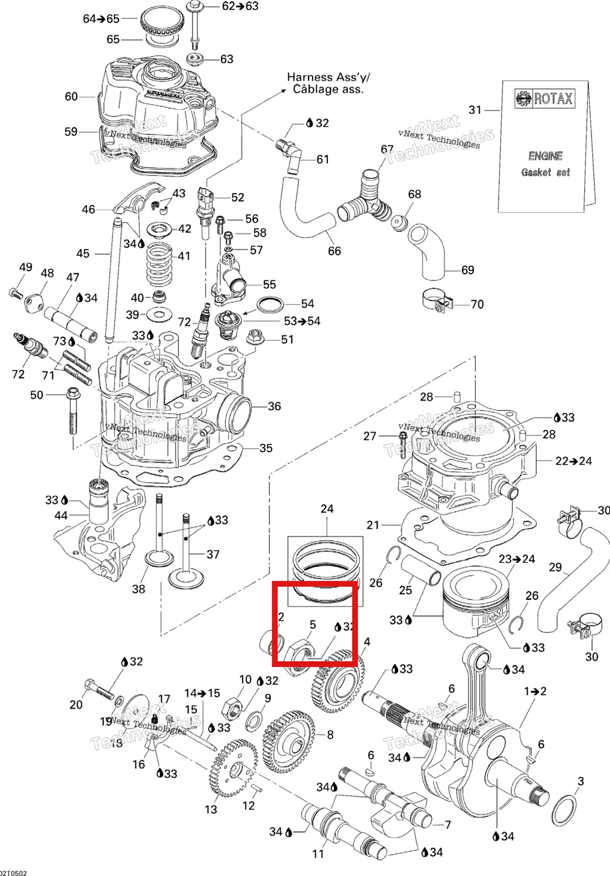 Деталь 420842605 на схеме узла 2005 Can-Am Traxter 5 Speed Crankshaft, Piston And Cylinder
