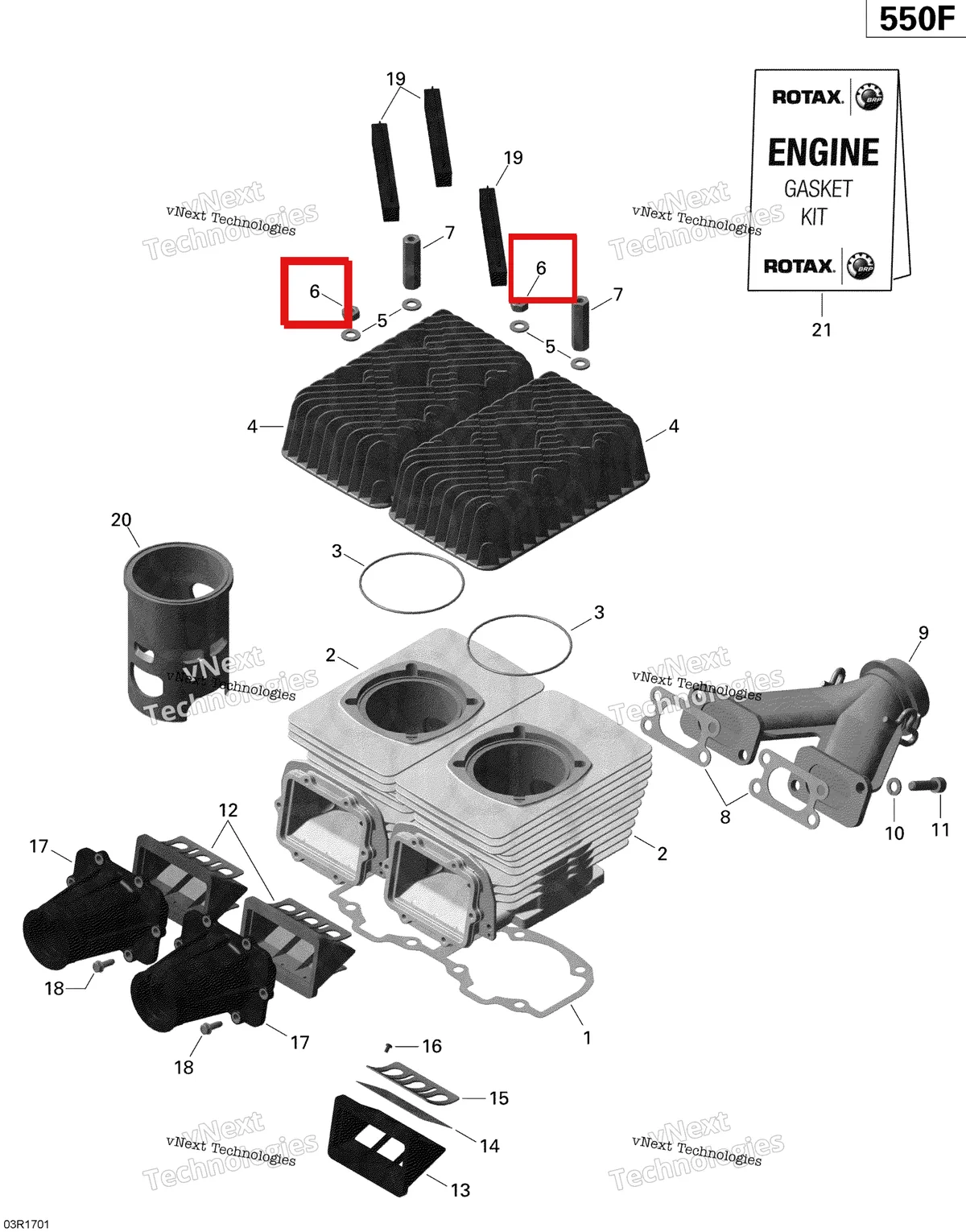 Деталь 420842616 на схеме узла 2020 Ski-Doo EXPEDITION SPORT 550F Engine - Cylinder, Exhaust Manifold And Reed Valve - 550F