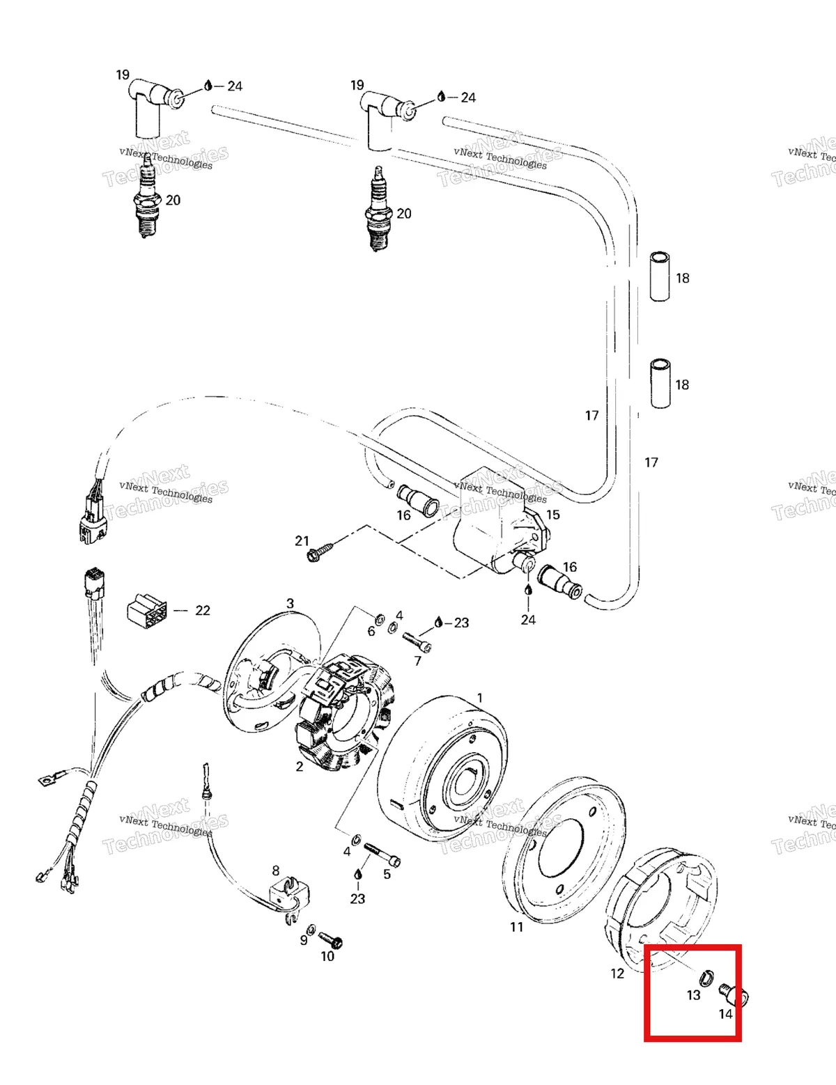 Деталь 420845310 на схеме узла 1998 Ski-Doo Formula S Magneto