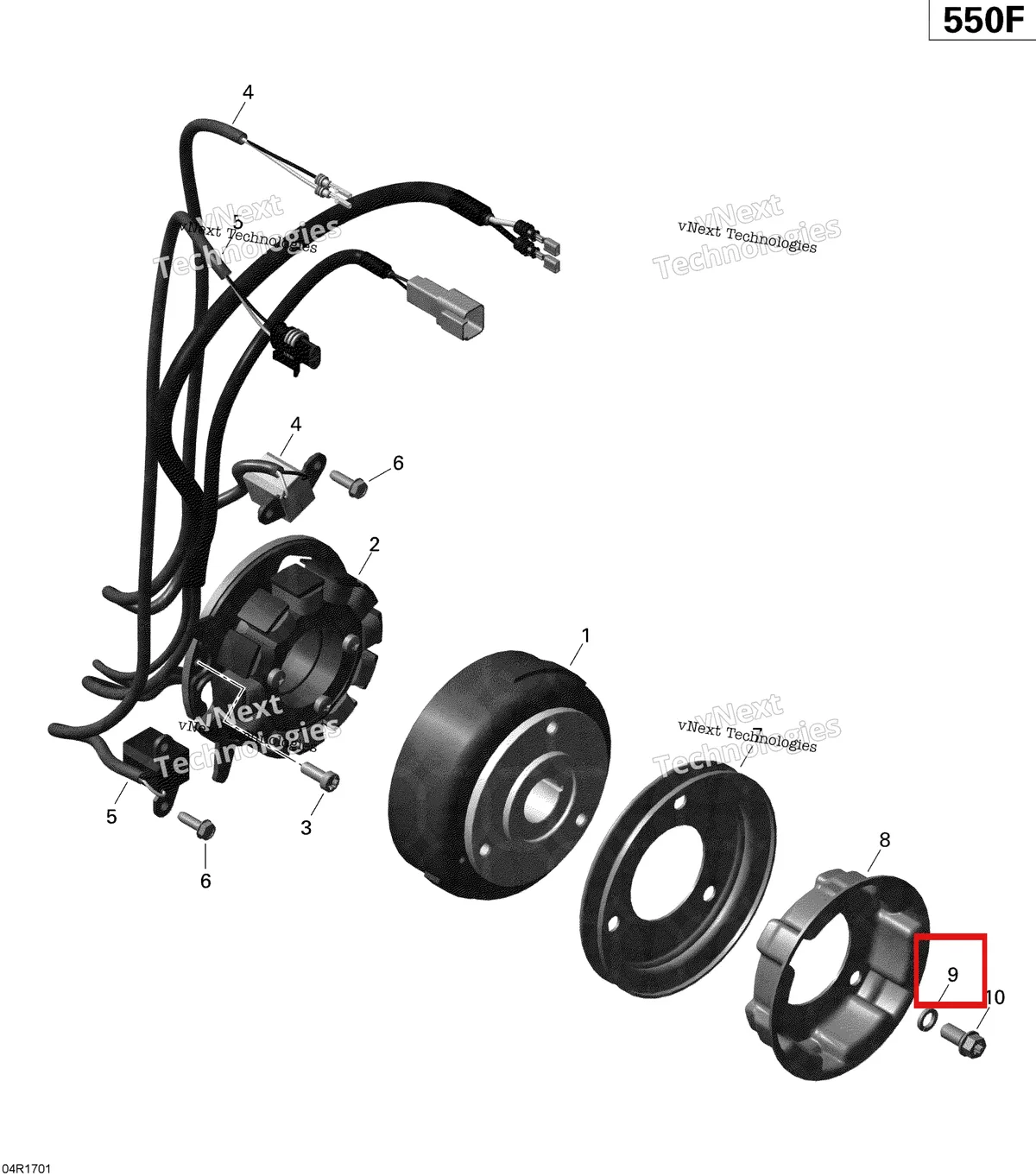 Деталь 420845311 (Пружинная шайба) на схеме узла 2020 Ski-Doo EXPEDITION SPORT 550F Electric - Magneto - 550F