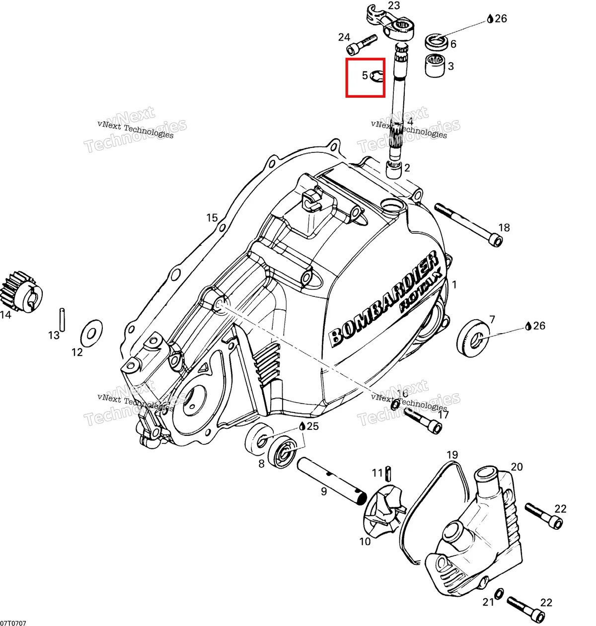 Деталь 420845390 на схеме узла 2007 Can-Am DS 650 X Clutch Housing And Water Pump