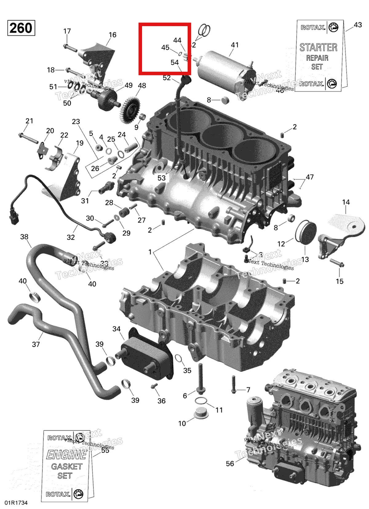 Деталь 420845600 на схеме узла 2017 Sea-Doo RXT Engine Block - 260