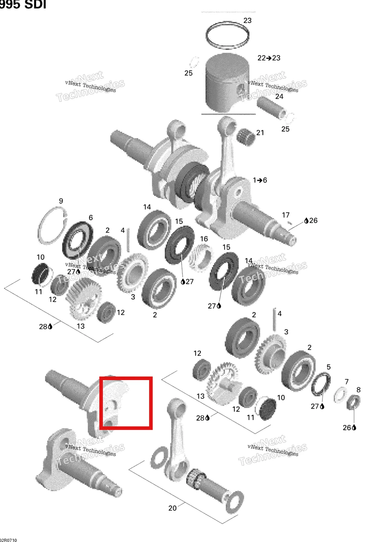 Деталь 420845700 на схеме узла 2007 Ski-Doo MACH Z Adrenaline Crankshaft And Pistons