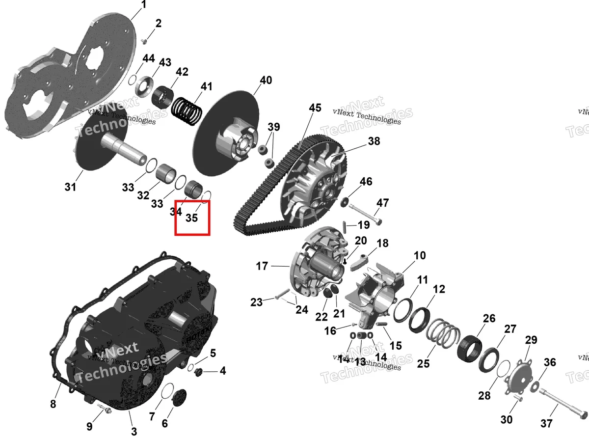 Деталь 420845741 (Стопорное кольцо 35 × 1.5 Can-Am Maverick Turbo RR XRC (2022) (420845741)) на схеме узла 2026 Can-Am OUTLANDER - 2X4 - STD - 500 - 1KTB - Legion Red Rotax - Cvt