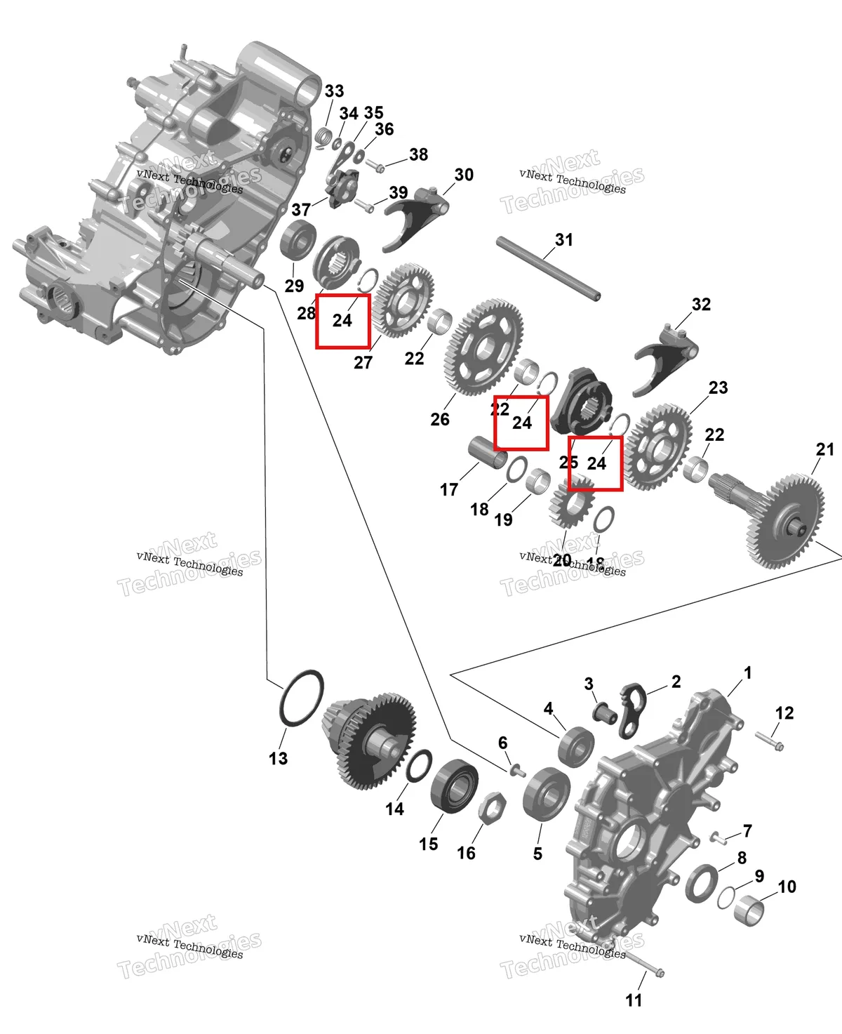Деталь 420845772 на схеме узла 2026 Can-Am RENEGADE - 4X4 - XMR - 1000R EFI - 5UTA - Hyper Silver Rotax - Gearbox 2