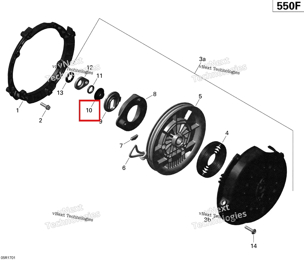 Деталь 420847926 (Деталь Stage Slleve) на схеме узла 2020 Ski-Doo EXPEDITION SPORT 550F Engine - Rewind Starter - 550F