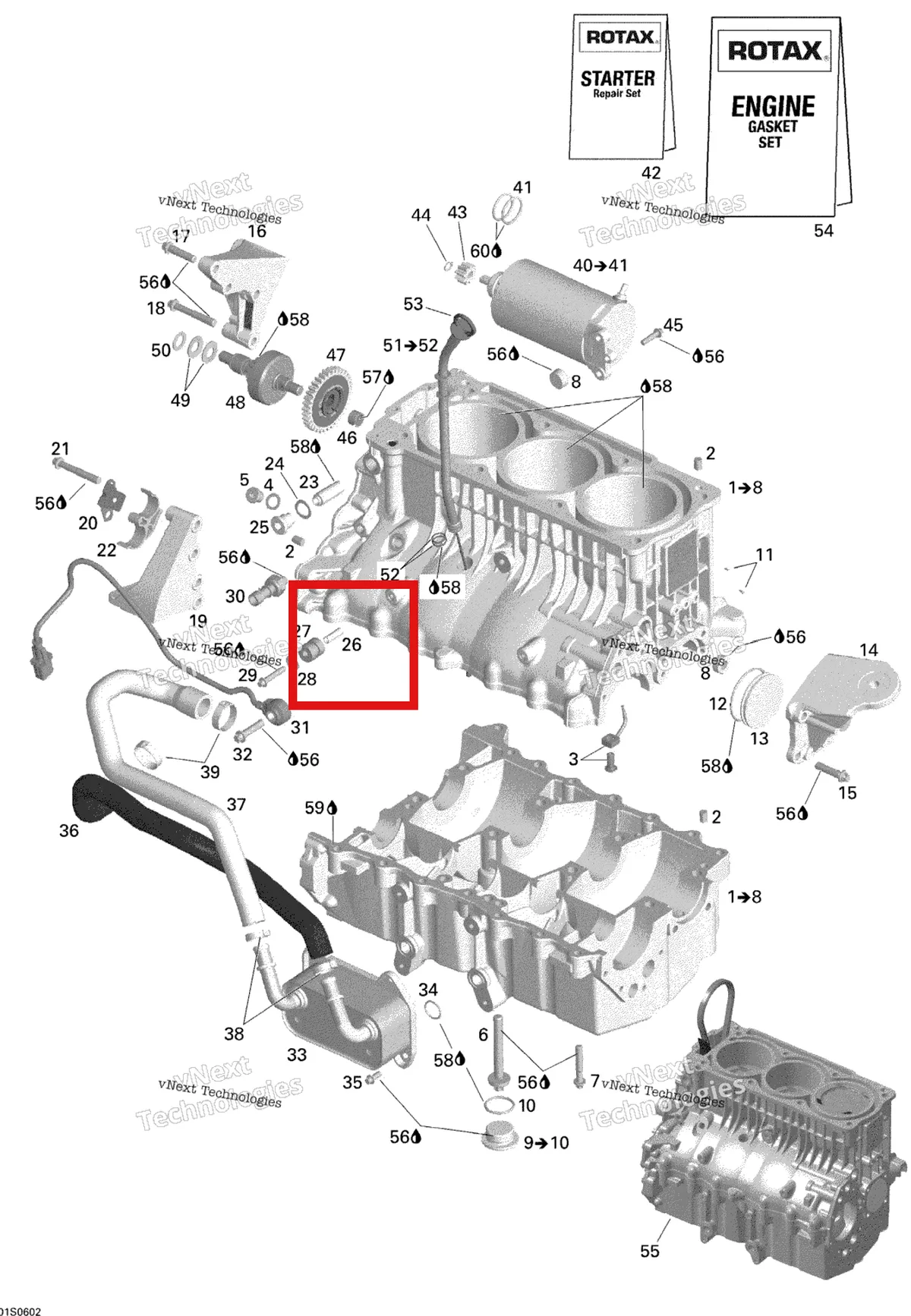 Деталь 420847970 на схеме узла 2006 Sea-Doo GTI Rental Engine Block