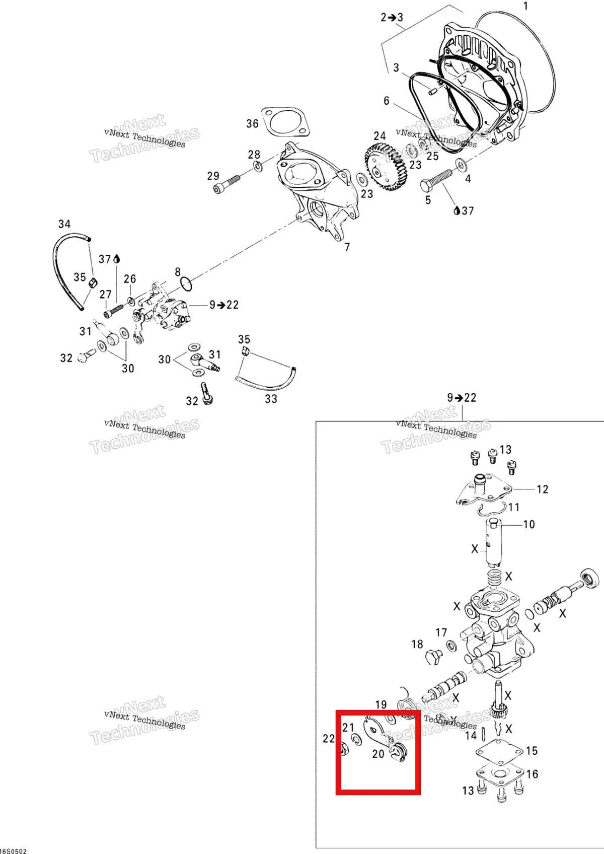 Деталь 420848162 на схеме узла 2005 Sea-Doo GTI Oil Injection Pump And Rotary Valve